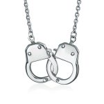 Biker Jewelry Large Handcuff Statement Necklace Stainless Steel Pendant 22 Inch