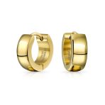 Simple Polished Black Rose Gold Plated Huggie Hoop Earring