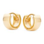 Simple Basic Wide Huggie Hoop Earrings Rose Gold Plated Sterling Silver - Image 6