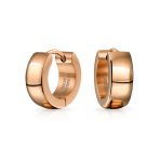 Simple Polished Black Rose Gold Plated Huggie Hoop Earring - Image 4