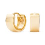 Simple Basic Wide Huggie Hoop Earrings Rose Gold Plated Sterling Silver - Image 3