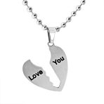 I Love You Words Puzzle Heart Key Pendant Couples Necklace Stainless Steel - Image 6