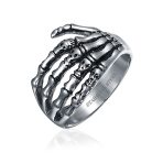 Goth  Rocker Wrap Skelton Hand Band Ring Stainless Steel - Image 4