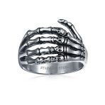 Goth  Rocker Wrap Skelton Hand Band Ring Stainless Steel - Image 5