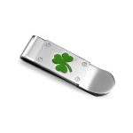 Gift Strong Good Luck Green Clover Shamrock Money Clip for Men Graduation