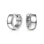 Simple Polished Black Rose Gold Plated Huggie Hoop Earring - Image 2