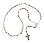 Two Tone Jesus Crucifix Virgin Mary Rosary Prayer Necklace Stainless Steel - Image 4