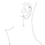USA Patriotic Star Double Chain Ear Lobe Cartilage Clip On Ear Cuff Wrap Stud Earring Set Gold Plated Sterling Silver - Image 8