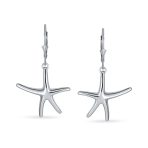 Hawaii Ocean Starfish Dangle Earrings Silver Leverback - Image 2