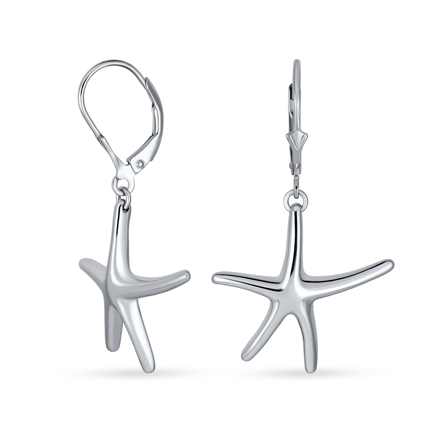 star-fish-dangle-earrings-silver-leverback_pfs-12-467_1 Hawaii Ocean Starfish Dangle Earrings Silver Leverback - Image 1
