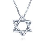 Classic Delicate Religious Judaica Hanukkah Intertwined Magen Star of David Pendant Necklace .925 Sterling Silver
