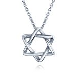 Classic Delicate Religious Judaica Hanukkah Intertwined Magen Star of David Pendant Necklace .925 Sterling Silver