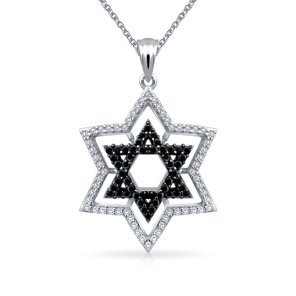 star-of-david-replacement-pendant_1_1 Black White CZ Star of David Pendant Necklace Silver - Image 1