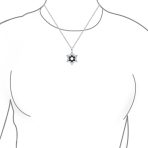 Black White CZ Star of David Pendant Necklace Silver - Image 3