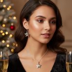 American Patriotic Celestial Star Necklace Earrings Set - Image 3