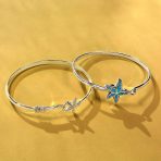 Nautical Starfish Bangle Bracelet in Sterling Silver with Eye Hook Clasp - Image 6