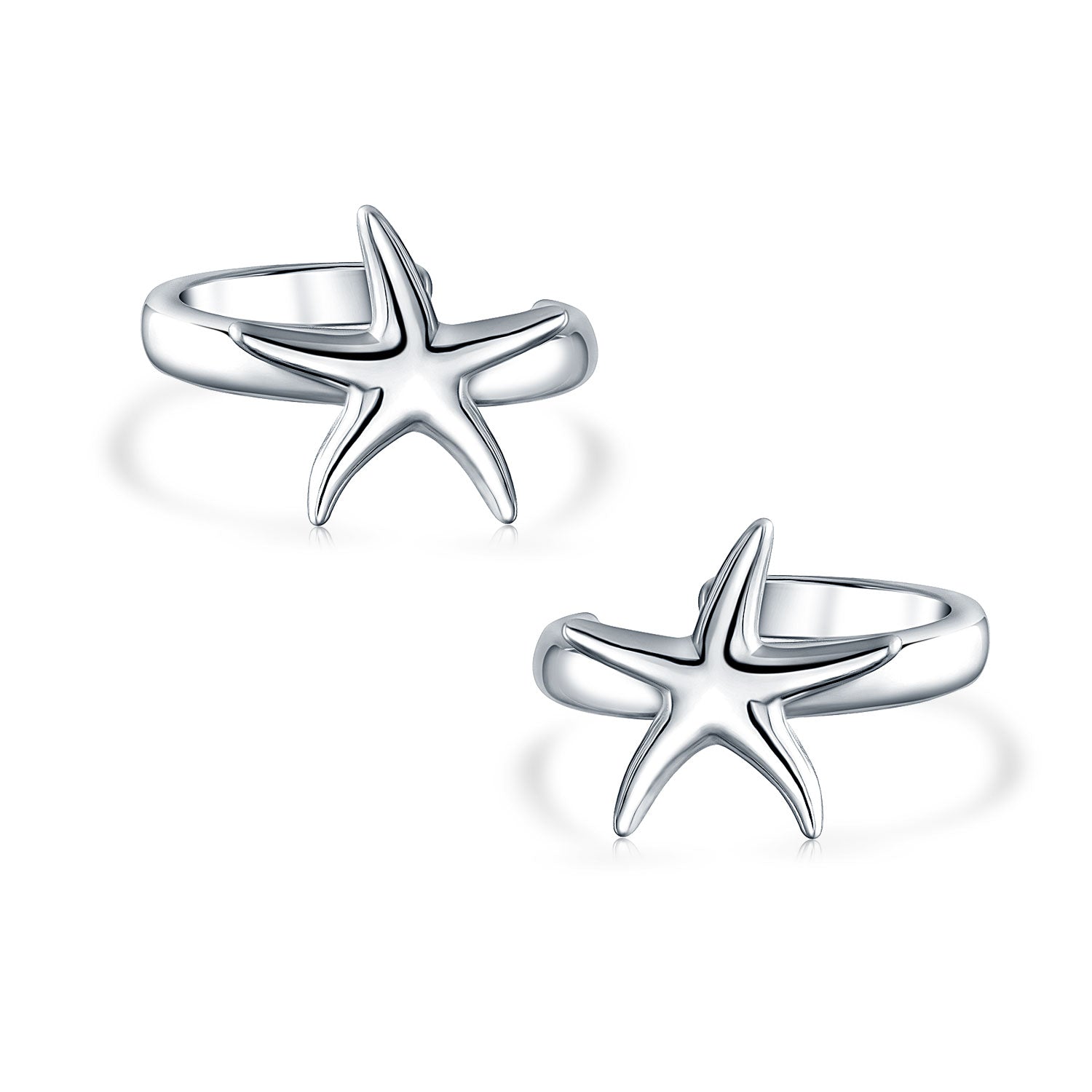 starfish-ear-cuffs-earrings-silver_pfs-12-6457_1 Nautical Starfish Cartilage Ear Cuffs Wrap Helix Earrings .925 Sterling Silver - Image 1