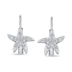 Vacation Nautical Pave CZ Drop Starfish Earrings .925 Sterling Silver - Image 2