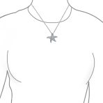 Nautical Beach Large Starfish Pave CZ Pendant Necklace Sterling Silver 1.25 Inch - Image 3