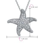 Nautical Beach Large Starfish Pave CZ Pendant Necklace Sterling Silver 1.25 Inch - Image 4