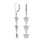 American Patriotic Celestial Star Dangle Earrings  Sterling Silver French Wire