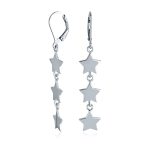 American Patriotic Celestial Star Dangle Earrings  Sterling Silver French Wire