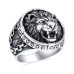 Big Vintage King Of Jungle Round Roaring Lion Signet Ring