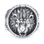 Big Vintage King Of Jungle Round Roaring Lion Signet Ring - Image 2