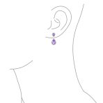 Cocktail Cubic Zirconia CZ Double Solitaire Teardrop Dangle Earrings Gold Plated - Image 12
