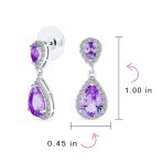 Cocktail Cubic Zirconia CZ Double Solitaire Teardrop Dangle Earrings Gold Plated - Image 17