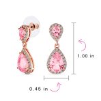 Cocktail Cubic Zirconia CZ Double Solitaire Teardrop Dangle Earrings Gold Plated - Image 19