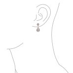 Cocktail Cubic Zirconia CZ Double Solitaire Teardrop Dangle Earrings Gold Plated - Image 15