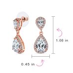 Cocktail Cubic Zirconia CZ Double Solitaire Teardrop Dangle Earrings Gold Plated - Image 20
