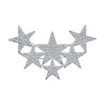 Set of 2 Large Celestial Rock Star Crystal Stars Brooch Pin Silver Gold Plated - Image 2