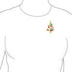 Sparkling Crystal Christmas Tree Brooche Pin Red Green White Gold Plated - Image 4