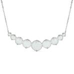 Gemstone Statement Pendant Necklace with White Created Opal in Sterling Silver