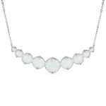 Gemstone Statement Pendant Necklace with White Created Opal in Sterling Silver