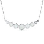 Gemstone Statement Pendant Necklace with White Created Opal in Sterling Silver - Image 2