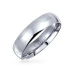 Plain Simple Dome Ring Wedding Band Gold Plated Silver Tone Stainless Steel 5MM