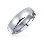 Plain Simple Dome Ring Wedding Band Gold Plated Silver Tone Stainless Steel 5MM