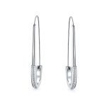 Large Biker Goth Fashion Safety Pin Earrings Crystal Accent Stainless Steel - Image 2