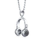 Hip Hop DJ Headphones Pendant Necklace for Men Silver Tone Stainless Steel - Image 2