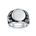 Mens Stainless Steel Patriotic USA Eagle Signet Ring Gold Plated Silver Tone - Image 2