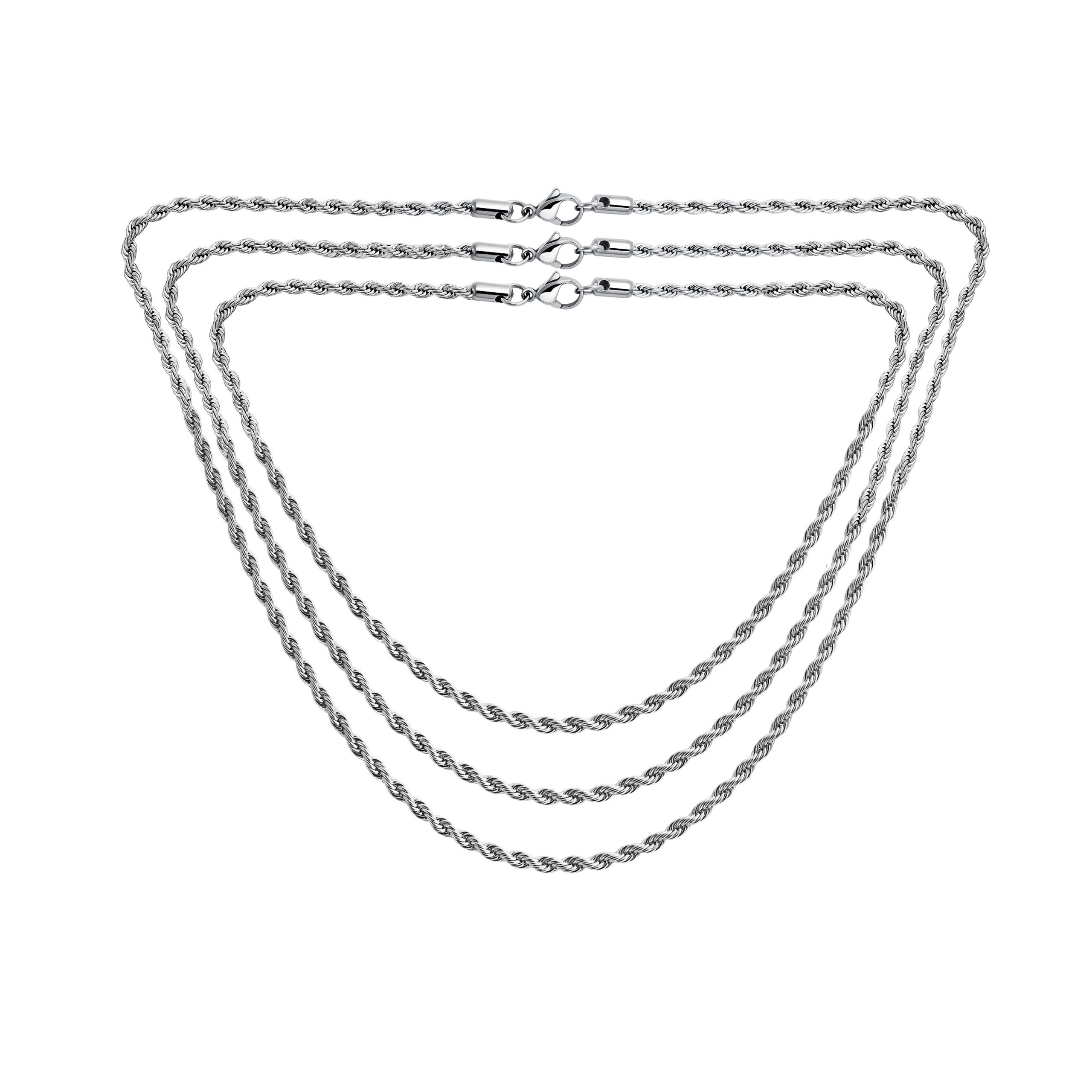 steel-stainless-rope-chain-necklace_ish-316rope3-set-az_11 Set of 3 Classic Rope Chain Necklace Stainless 18 20 24 Inch - Image 1