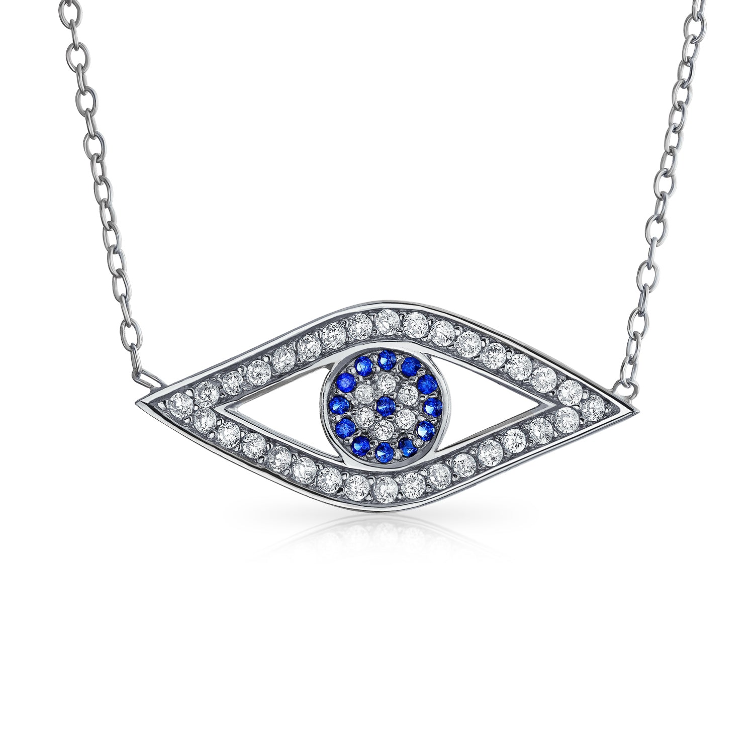 sterling-16in-eye-silver-evil_si-nc710380_1 Turkish Blue Evil Eye Pendant Necklace with Pave CZ in Sterling Silver - Image 1
