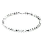 Classic 10MM Sterling Silver Ball Bead Strand Necklace 18 Inch Polished Shine