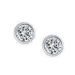 Set of 2 Martini Bezel Set CZ Stud Earrings Gold Plated Sterling Silver 5MM - Image 11
