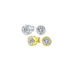 Set of 2 Martini Bezel Set CZ Stud Earrings Gold Plated Sterling Silver 5MM - Image 7