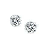 Set of 2 Martini Bezel Set CZ Stud Earrings Gold Plated Sterling Silver 5MM - Image 9