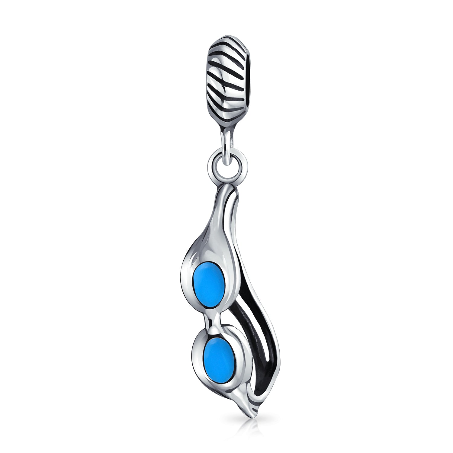 sterling-blue-swim-goggles-bead_pbx-hsd-237-az_1_58a49ec0-ed12-4c45-8700-d03d11e8c997 Sport Blue Skier Glass Charm Bead for European Bracelet - Enamel Sterling Silver - Image 1